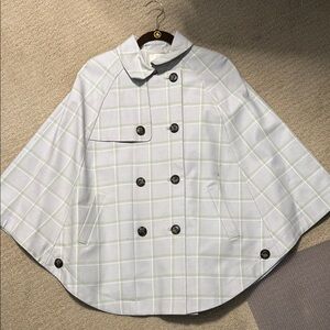 Stylish Women's Gray Plaid Cape Coat